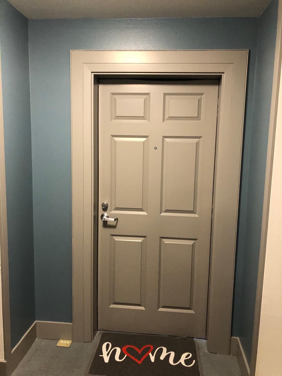 Interior door and frame painted with a smooth even finish